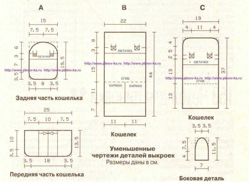 Выкройка мужского портмоне