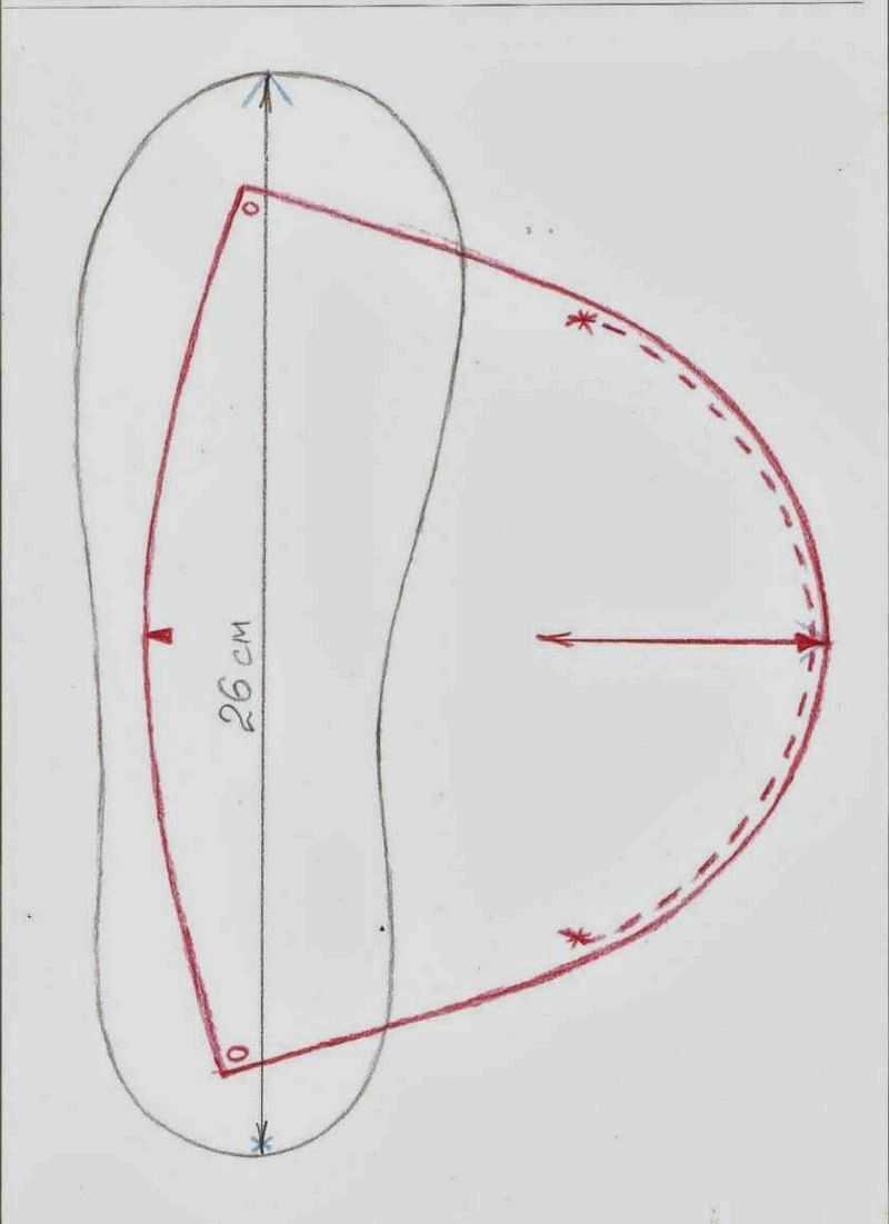 Выкройка домашних тапочек на 41 размер