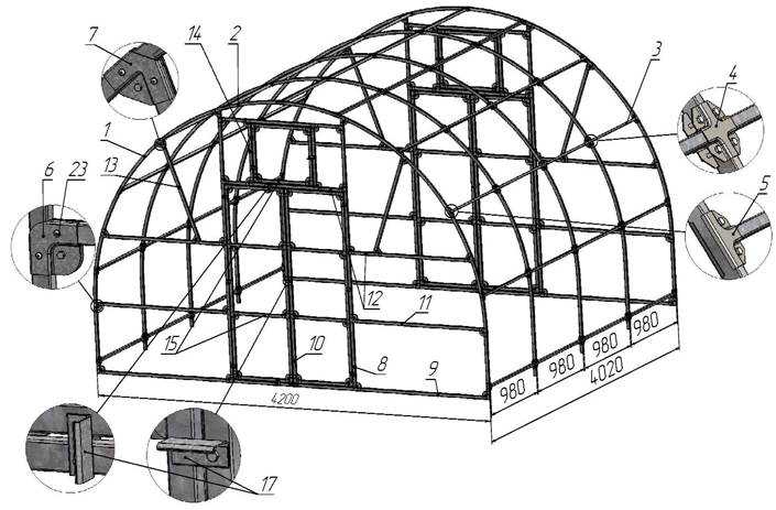 Как собрать теплицу схема