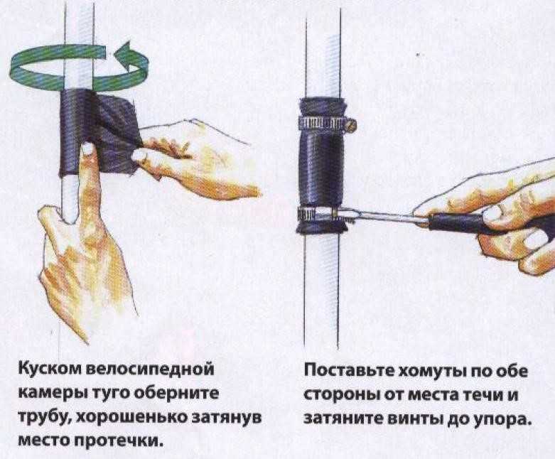 Как правильно сделать временный хомут на трубу?