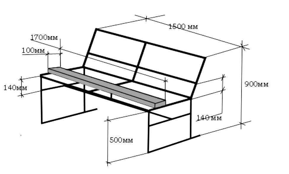 Чертеж металлической скамейки