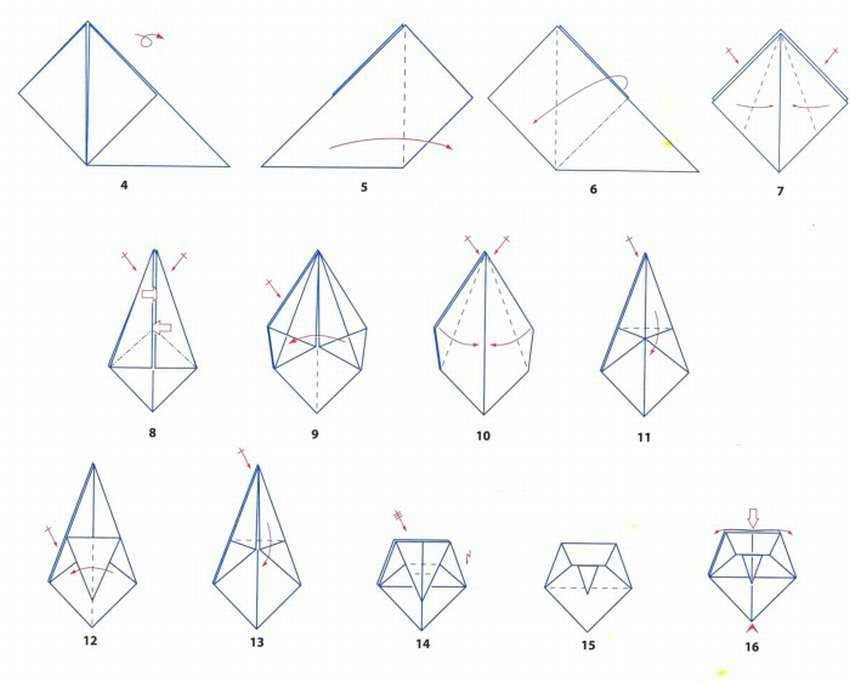 Ваза оригами из бумаги своими руками схемы поэтапно