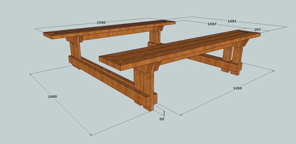 Стол со скамейками для дачи своими руками чертежи