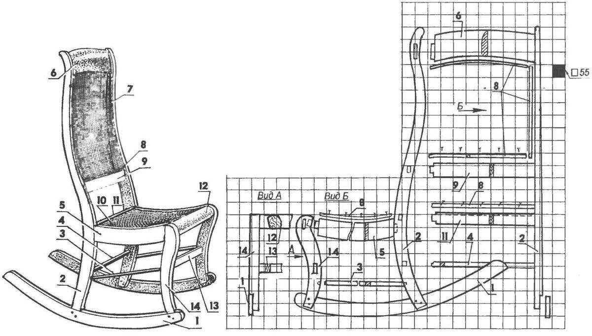 кресло качалка чертежи и схемы из дерева