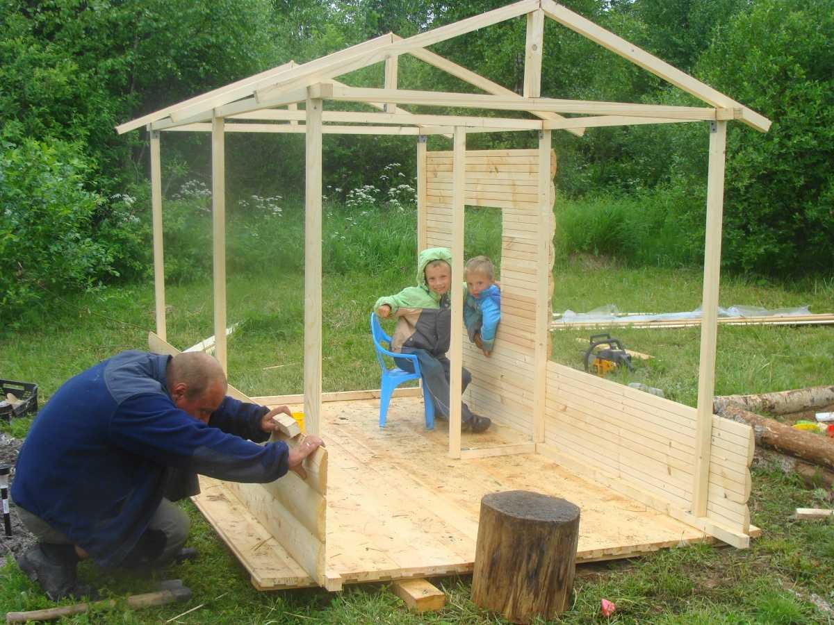 Деревянный домик для детей своими руками на дачу фото с размерами