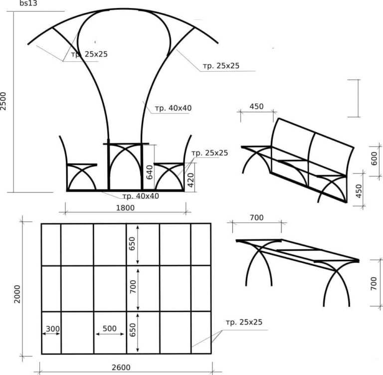 Беседка металлическая чертеж 3х3
