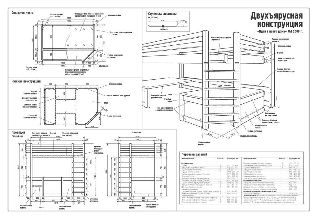 Кровать чертежи и размеры схемы и проекты