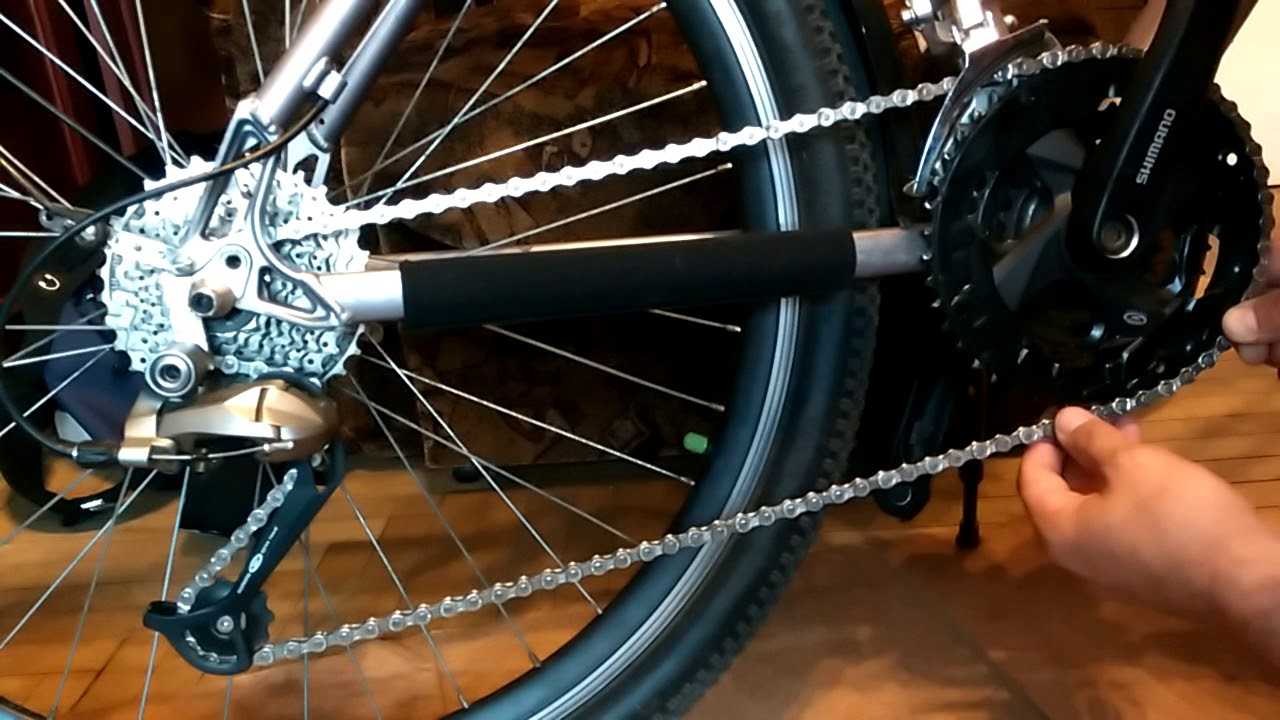 Как одеть цепь на скоростной велосипед схема