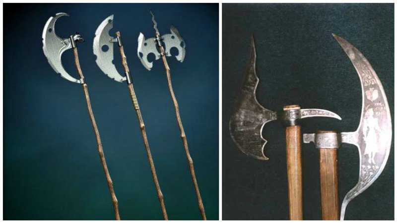 Боевой топор в виде секиры использовался раньше в самых ожесточенных схватках Для этого оружия характерно лезвие в виде полумесяца На Древней Руси и