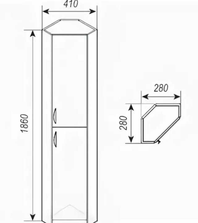 Угловой напольный шкаф в ванную