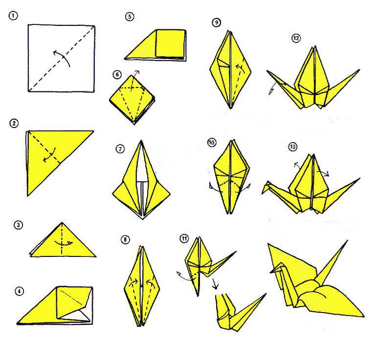 Оригами птички из бумаги схема простая для детей