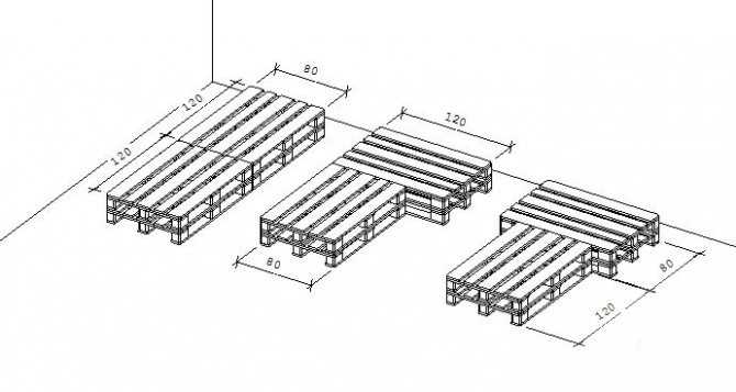 Кровать из паллет схема