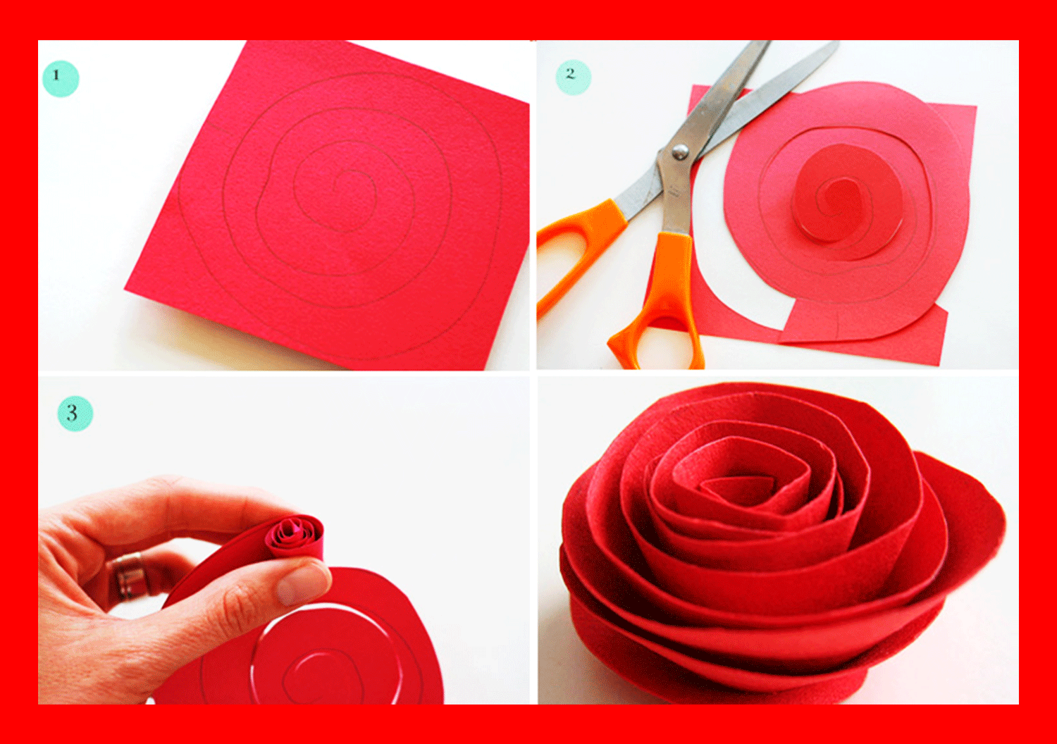Как сделать цветы из бумаги без клея. Розочка из бумаги. Розы из цветной бумаги для детей.