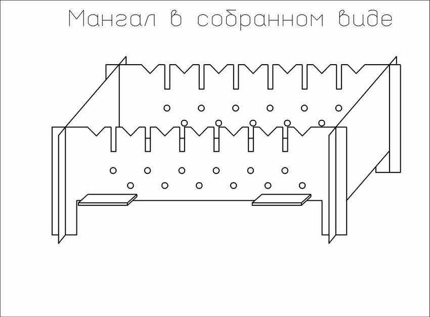 Чертеж мангала в компасе