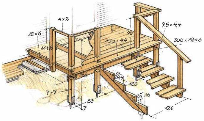 Чертеж лестницы для крыльца